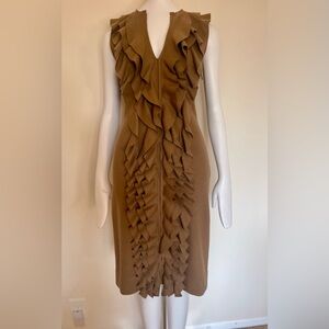 Fendi Wool Mid-Length Brown Ruffle Dress
Size IT 40 US 6
